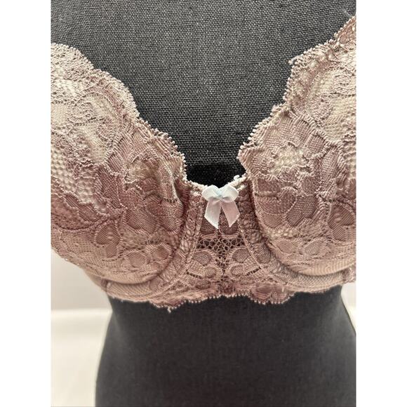 Victoria's Secret Angels Bra Taupe Lace over Aqua Lightly Padded Underwire 34D - Picture 2 of 10